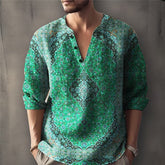 Hearujoy Retro 3D printed Shirt pullover For Men Spring Autumn Long sleeved O-neck Tops Fashion Vintage Casual shirts Clothing Plus Size